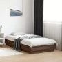 Estructura de cama con luces LED marrón roble 75x190 cm de , Camas y somieres - Ref: Foro24-839552, Precio: 99,58 €, Descuent...