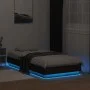 Estructura de cama con luces LED marrón roble 75x190 cm de , Camas y somieres - Ref: Foro24-839552, Precio: 99,58 €, Descuent...
