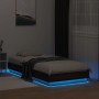 Estructura de cama con luces LED marrón roble 75x190 cm de , Camas y somieres - Ref: Foro24-839552, Precio: 100,81 €, Descuen...