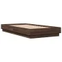 Estructura de cama con luces LED marrón roble 75x190 cm de , Camas y somieres - Ref: Foro24-839552, Precio: 99,58 €, Descuent...