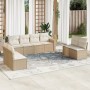Set de sofás de jardín 9 pzas con cojines ratán sintético beige en Conjuntos de jardín | Comprar online en Foru.es