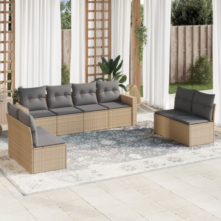 Set de sofás de jardín 9 pzas con cojines ratán sintético beige en Conjuntos de jardín | Comprar online en Foru.es