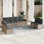 Set de muebles de jardín 9 pzas y cojines ratán sintético gris en Conjuntos de jardín | Comprar online en Foru.es