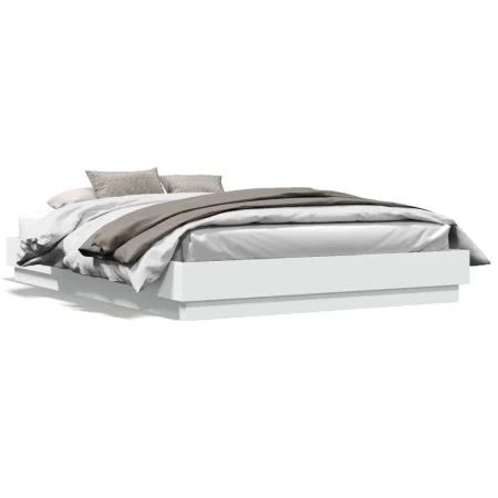 Estructura de cama con luces LED blanco 140x200 cm de , Camas y somieres - Ref: Foro24-3209793, Precio: 180,00 €, Descuento: %