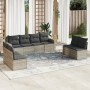 Set muebles jardín 9 pzas y cojines ratán sintético gris claro en Conjuntos de jardín | Comprar online en Foru.es