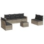 Set muebles jardín 9 pzas y cojines ratán sintético gris claro en Conjuntos de jardín | Comprar online en Foru.es