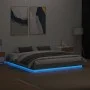 Bed frame with LED lights Sonoma gray 200x200 cm by , Beds and slatted bases - Ref: Foro24-3209770, Price: 159,77 €, Discount: %