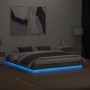 Estructura de cama con luces LED gris Sonoma 200x200 cm de , Camas y somieres - Ref: Foro24-3209770, Precio: 161,76 €, Descue...