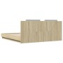 Estructura de cama cabecero luces LED roble Sonoma 200x200 cm de , Camas y somieres - Ref: Foro24-3209984, Precio: 247,15 €, ...