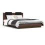 Estructura de cama cabecero y luces LED marrón roble 150x200 cm de , Camas y somieres - Ref: Foro24-3210009, Precio: 203,50 €...