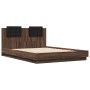 Estructura de cama cabecero y luces LED marrón roble 150x200 cm de , Camas y somieres - Ref: Foro24-3210009, Precio: 203,50 €...