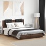 Estructura de cama cabecero y luces LED marrón roble 150x200 cm de , Camas y somieres - Ref: Foro24-3210009, Precio: 203,50 €...