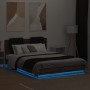 Estructura de cama cabecero y luces LED marrón roble 150x200 cm de , Camas y somieres - Ref: Foro24-3210009, Precio: 203,50 €...