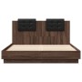 Estructura de cama cabecero y luces LED marrón roble 150x200 cm de , Camas y somieres - Ref: Foro24-3210009, Precio: 203,50 €...
