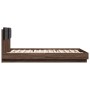 Estructura de cama cabecero y luces LED marrón roble 150x200 cm de , Camas y somieres - Ref: Foro24-3210009, Precio: 203,50 €...
