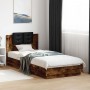 Estructura de cama cabecero luces LED roble ahumado 90x200 cm de , Camas y somieres - Ref: Foro24-3210035, Precio: 166,21 €, ...
