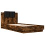 Estructura de cama cabecero luces LED roble ahumado 100x200 cm de , Camas y somieres - Ref: Foro24-3210028, Precio: 173,36 €,...
