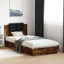 Estructura de cama cabecero luces LED roble ahumado 100x200 cm de , Camas y somieres - Ref: Foro24-3210028, Precio: 173,36 €,...