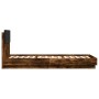 Estructura de cama cabecero luces LED roble ahumado 100x200 cm de , Camas y somieres - Ref: Foro24-3210028, Precio: 173,36 €,...