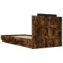 Estructura de cama cabecero luces LED roble ahumado 100x200 cm de , Camas y somieres - Ref: Foro24-3210028, Precio: 173,36 €,...