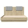 Estructura de cama cabecero luces LED roble Sonoma 140x190 cm de , Camas y somieres - Ref: Foro24-3210040, Precio: 185,49 €, ...