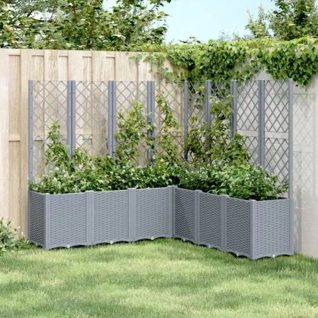 Jardinera con enrejado PP gris 160x160x140 cm de , Maceteros y jardineras - Ref: Foro24-367881, Precio: 265,74 €, Descuento: %