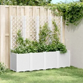 Jardinera con enrejado PP blanco 160x40x140 cm de , Maceteros y jardineras - Ref: Foro24-367874, Precio: 209,20 €, Descuento: %