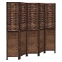 Biombo separador de 5 paneles madera paulownia marrón oscuro de , Divisores de ambientes - Ref: Foro24-358710, Precio: 144,45...