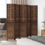 Biombo separador de 5 paneles madera paulownia marrón oscuro de , Divisores de ambientes - Ref: Foro24-358710, Precio: 144,45...