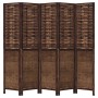 Biombo separador de 5 paneles madera paulownia marrón oscuro de , Divisores de ambientes - Ref: Foro24-358710, Precio: 144,45...