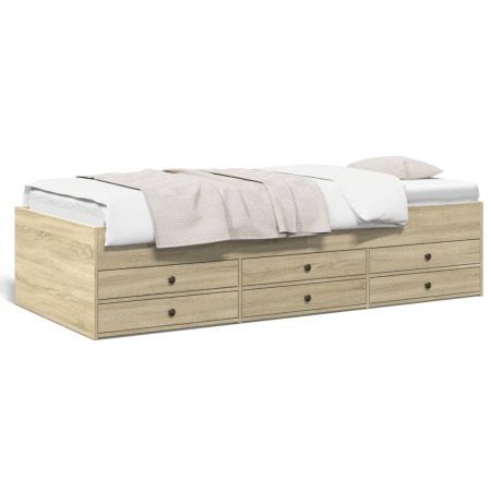 Tumbona con cajones madera ingeniería roble Sonoma 75x190 cm de , Camas y somieres - Ref: Foro24-3280890, Precio: 163,42 €, D...