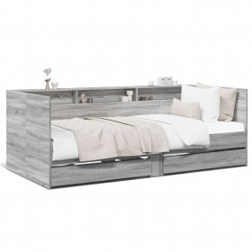 Tumbona con cajones madera ingeniería gris Sonoma 75x190 cm de , Camas y somieres - Ref: Foro24-3280865, Precio: 193,73 €, De...
