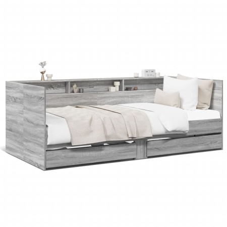 Tumbona con cajones madera ingeniería gris Sonoma 75x190 cm de , Camas y somieres - Ref: Foro24-3280865, Precio: 193,73 €, De...