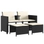 Sofá de jardín 2 plazas con mesa y taburetes ratán PE negro de , Conjuntos de jardín - Ref: Foro24-368416, Precio: 224,47 €, ...