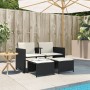 Sofá de jardín 2 plazas con mesa y taburetes ratán PE negro de , Conjuntos de jardín - Ref: Foro24-368416, Precio: 224,47 €, ...