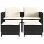 Sofá de jardín 2 plazas con mesa y taburetes ratán PE negro de , Conjuntos de jardín - Ref: Foro24-368416, Precio: 224,47 €, ...