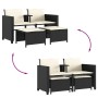 Sofá de jardín 2 plazas con mesa y taburetes ratán PE negro de , Conjuntos de jardín - Ref: Foro24-368416, Precio: 224,47 €, ...