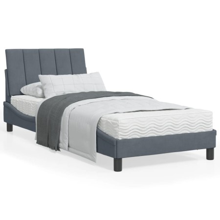 Estructura cama con luces LED terciopelo gris oscuro 90x200 cm de , Camas y somieres - Ref: Foro24-3213758, Precio: 161,06 €,...