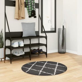 Alfombra de pelo largo moderna PAMPLONA negro y crema Ø 80 cm de , Alfombras - Ref: Foro24-375419, Precio: 20,47 €, Descuento: %