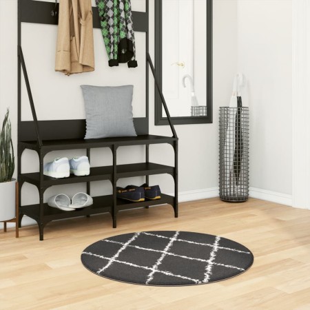 Alfombra de pelo largo moderna PAMPLONA negro y crema Ø 80 cm de , Alfombras - Ref: Foro24-375419, Precio: 20,47 €, Descuento: %