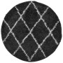Alfombra de pelo largo moderna PAMPLONA negro y crema Ø 80 cm de , Alfombras - Ref: Foro24-375419, Precio: 20,47 €, Descuento: %