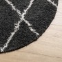 Alfombra de pelo largo moderna PAMPLONA negro y crema Ø 80 cm de , Alfombras - Ref: Foro24-375419, Precio: 20,47 €, Descuento: %