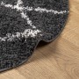 Alfombra de pelo largo moderna PAMPLONA negro y crema Ø 80 cm de , Alfombras - Ref: Foro24-375419, Precio: 20,47 €, Descuento: %