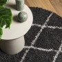 Alfombra de pelo largo moderna PAMPLONA negro y crema Ø 80 cm de , Alfombras - Ref: Foro24-375419, Precio: 20,47 €, Descuento: %