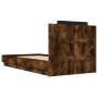 Estructura de cama cabecero luces LED roble ahumado 90x190 cm de , Camas y somieres - Ref: Foro24-3210063, Precio: 162,16 €, ...