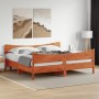 Estructura cama con cabecero madera pino marrón cera 200x200 cm de , Camas y somieres - Ref: Foro24-3216371, Precio: 273,67 €...