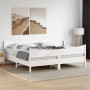 Estructura cama cabecero madera maciza pino blanco 180x200 cm de , Camas y somieres - Ref: Foro24-3216373, Precio: 260,74 €, ...