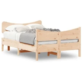 Bettgestell mit Kopfteil aus massivem Kiefernholz 120x190 cm von , Betten und Lattenroste - Ref: Foro24-3216399, Preis: 165,7...