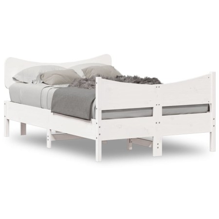Estructura de cama con cabecero madera pino blanco 120x190 cm de , Camas y somieres - Ref: Foro24-3216400, Precio: 199,93 €, ...