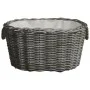 Cesta para leña con asas de transporte sauce gris 60x40x28 cm de vidaXL, Bolsas y soportes de leña - Ref: Foro24-286985, Prec...